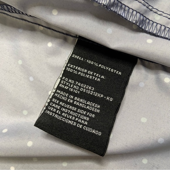 Details Intl Navy Mini Polkadot Packable Hooded Rain Jacket  Size Large - Picture 11 of 14